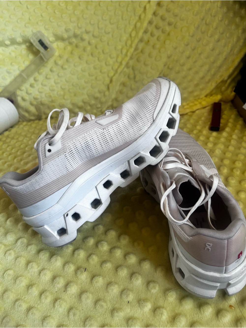 On Running Women's Athletic Sneakers in Light Pink/White